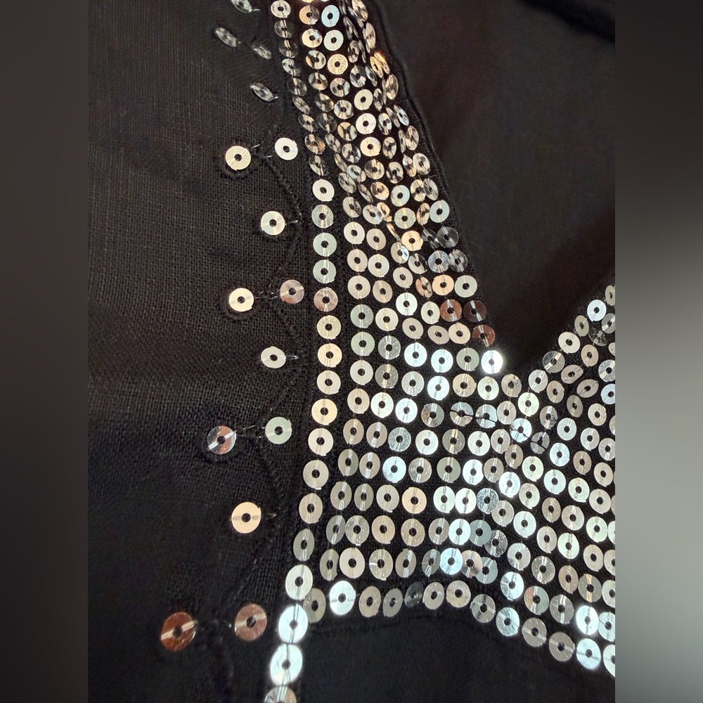 Grace Elements Black Linen Sequin Embellished Tun… - image 2